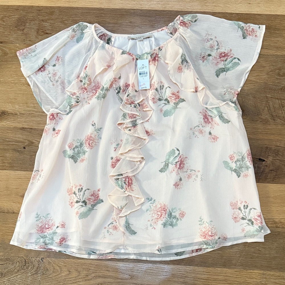 NWT LOFT Floral Ruffle Blouse